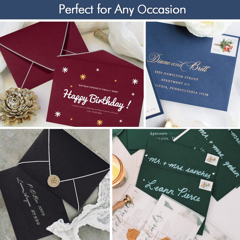 AZAZA A7 Navy Envelopes With Silver Border, Invitation 5 x 7 Envelopes - 50 Pack For 5x7 Cards| Self Seal| Perfect for Weddings, Invitations, Photos, Baby Shower| 5.25 x 7.25inch (Nbole Blue-Silver Border) - Image 5